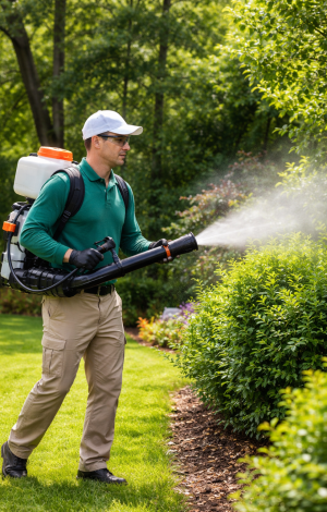 Technician treating yard for mosquitoes (1)
